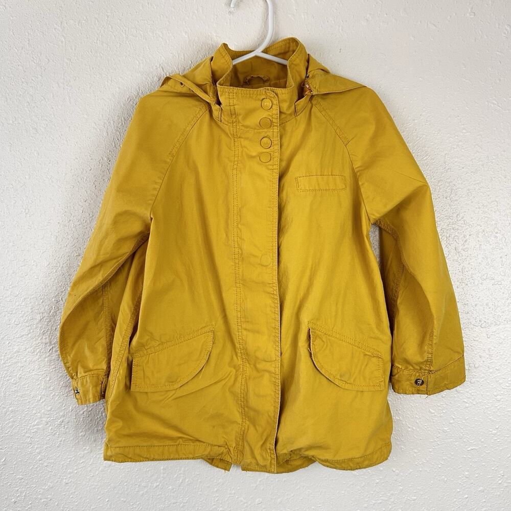 Peppapig Girls Yellow Rain Jacket Zip Off Hood Size 4/5 110 100% Cotton
